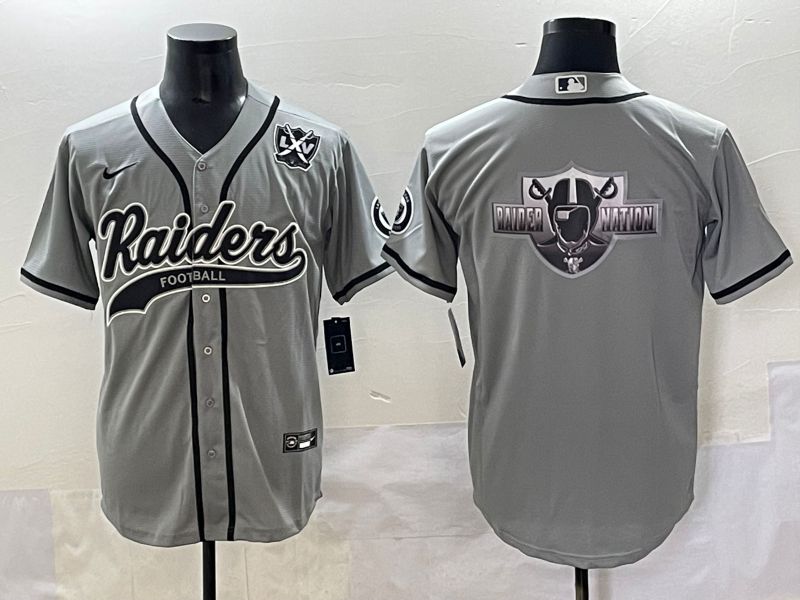 Men 2025 Oakland Raiders Blank Grey Joint Name Nike Limited NFL Jersey style 10